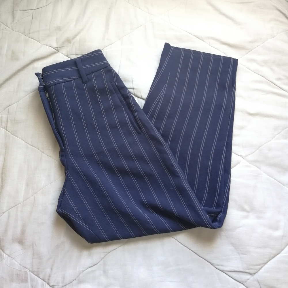WILFRED Blue White Stripe Tie Front Jallade Work Pants Size 4 Aritzia NO TIE - Picture 2 of 9